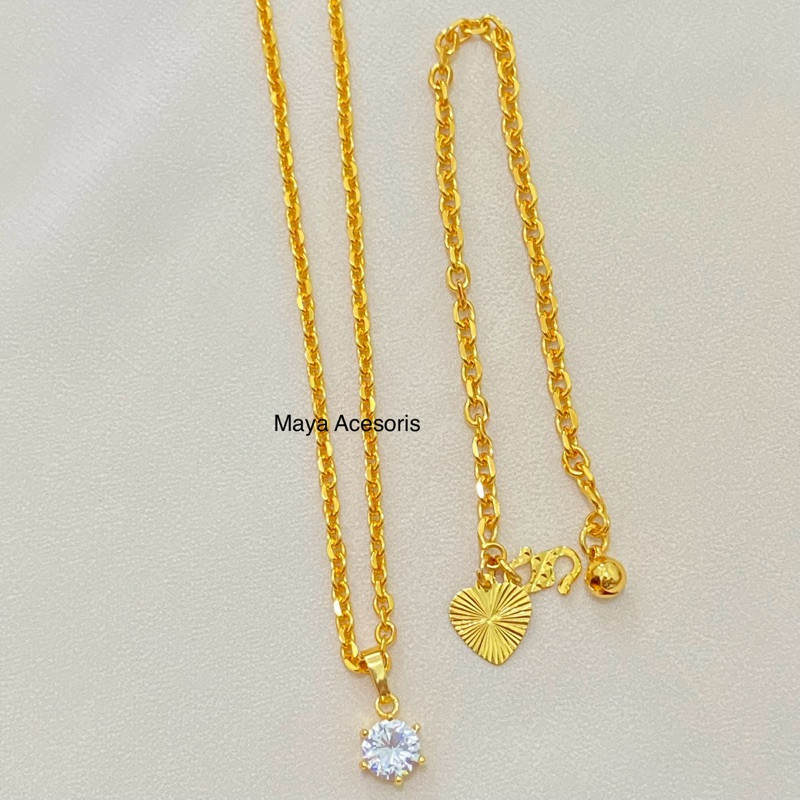 Set Kalung Dan Gelang Titanium Rantai Nori Medan Anti Luntur