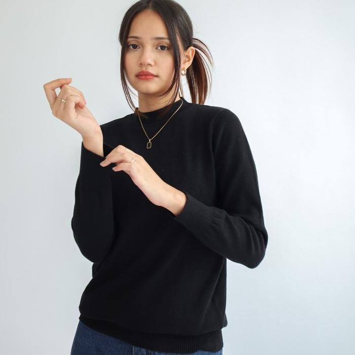KAIAHATI - Valeria Mock Neck Knit Sweater Black