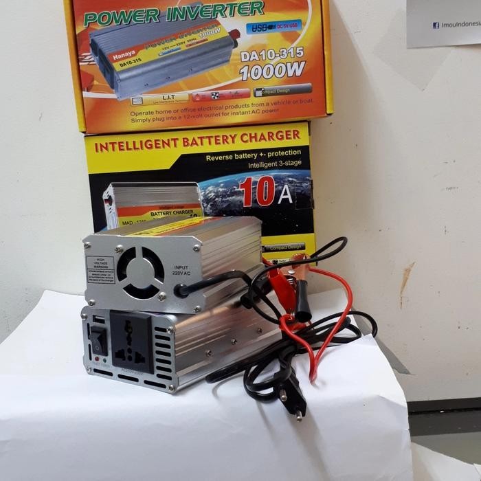 Paling Laris Promo Paket Power Inverter 1000 Watt + Charger Aki Ussat 10A