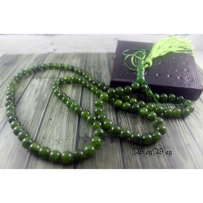Tasbih Batu Natural Green Jade Giok Warna Idocrase 99 Butir Origina