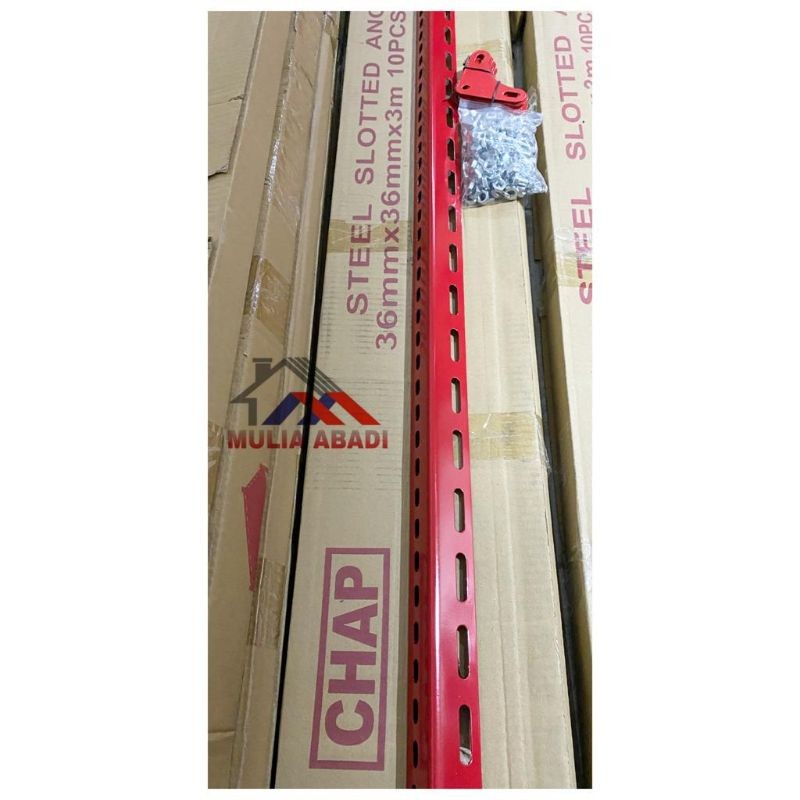 besi siku lubang 1.3mili CHAP MERAH /Siku Lobang Besi Merah TERMURAH