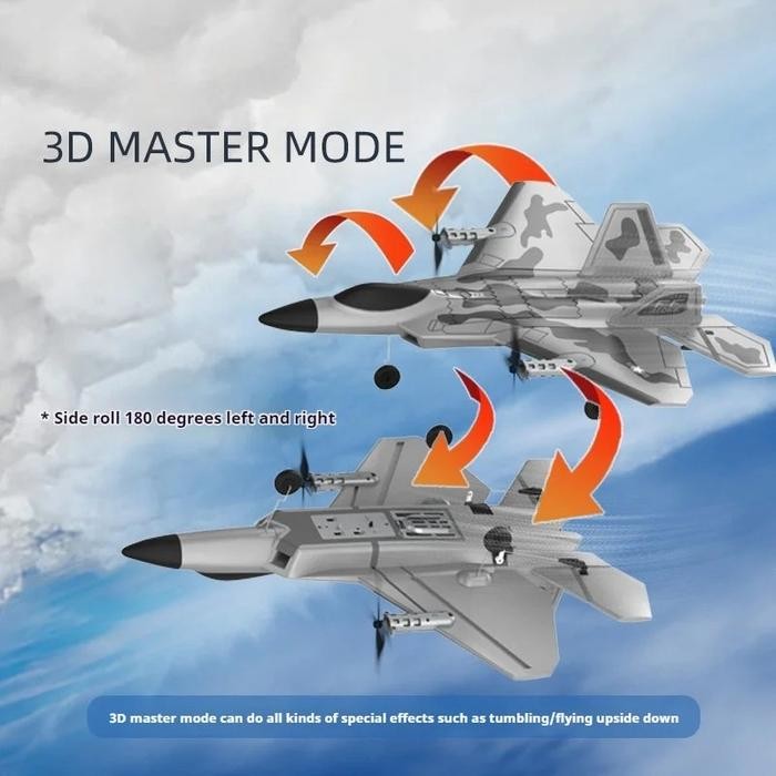 TERBARU PESAWAT RC F22 RAPTOR 4CH 3D 6D VERTICAL FLIGHT RC PLANE F22 BM16 READY