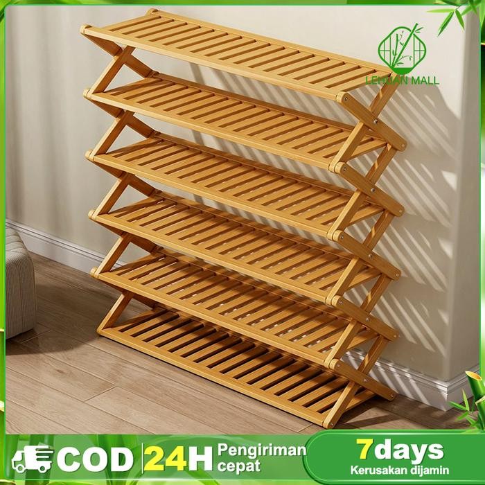 TERBARU Rak Sepatu Kayu Lipat LEHUAN - Tingkat 3/4/5/6, Multi-Lapisan, Pengatur Penyimpanan,