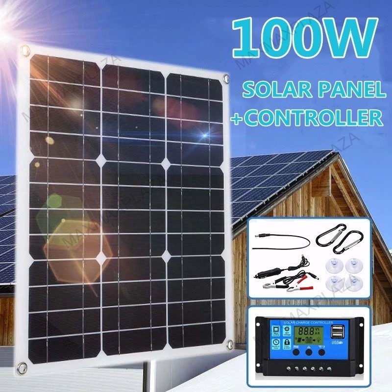 Sanel Surya 100 wp 60w /Tenaga Surya Panel Tenaga Surya Polikristalin 30A/10A LCD Pengontrol
