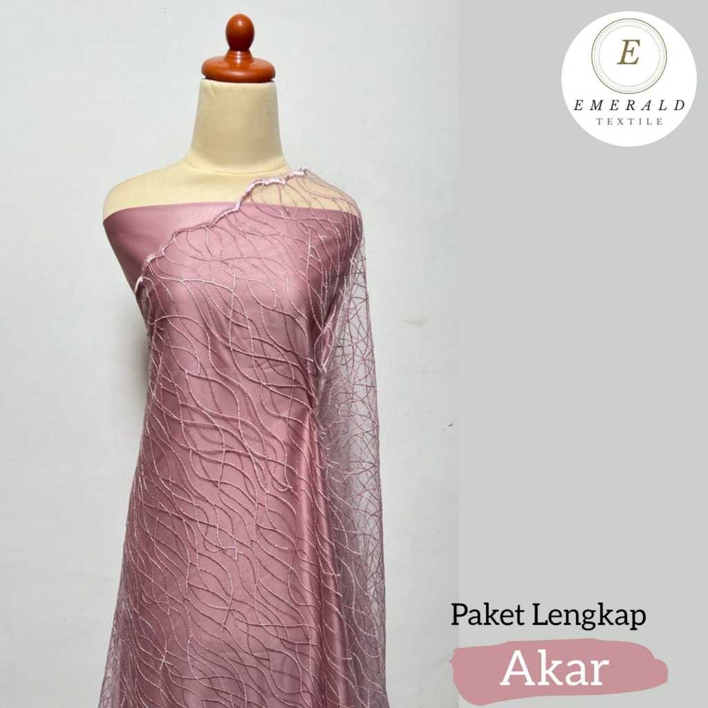 Paket Lengkap Kain Bridesmaid / Kain Satin + kain Brokat By Emerald Textile - Akar WE