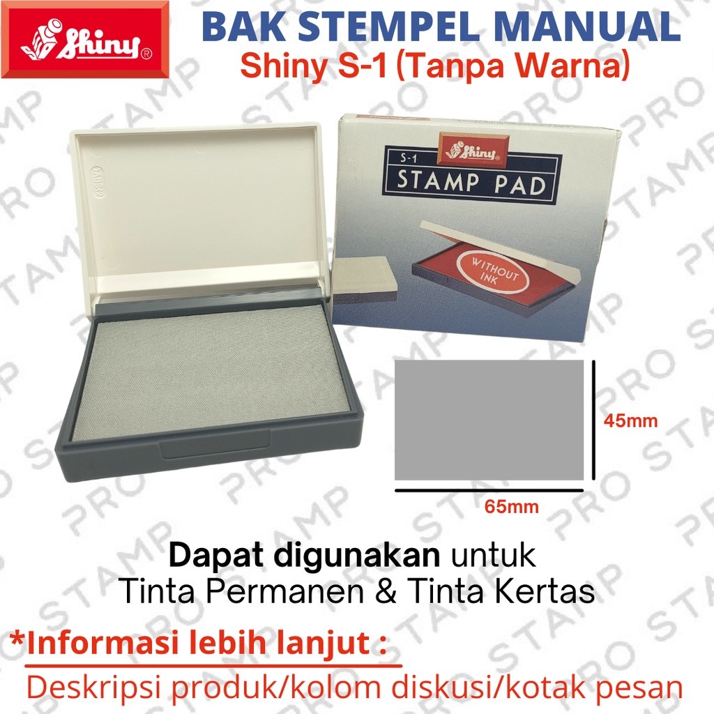 

Bak Tinta Stempel/Stamp Pad Tanpa Warna SHINY S-1/S1 (65X45mm) READY STOCK !!
