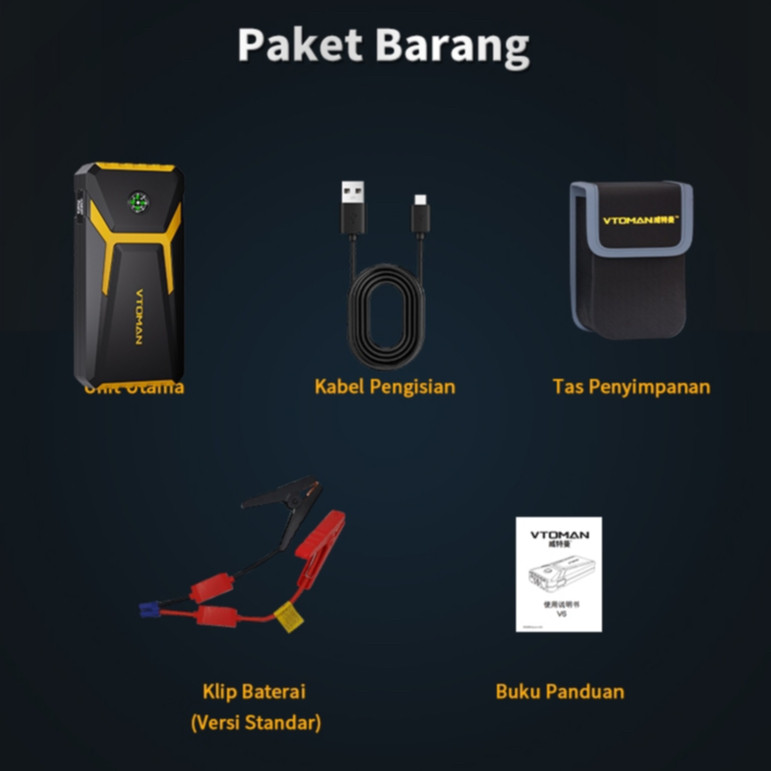 VTOMAN V6 PRO 10000MAH JUMP STARTER AKI PORTABLE POWERBANK JUMPER AKI