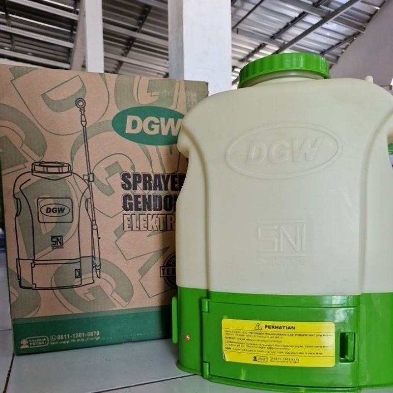 SPRAYER / TANGKI ELEKTRIK DGW 16 Liter - Baterai/ Aki Mudah Dilepas Model Lama Putih Hijau