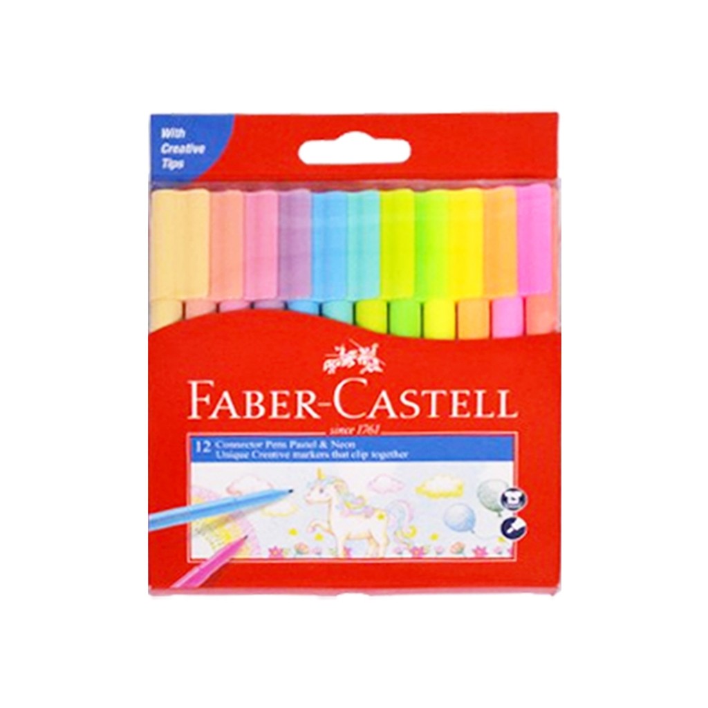 

Konektor Pen Faber Castell / Spidol Warna Set 12 Warna Neon Pastel / Connector Pen Pastel Neon