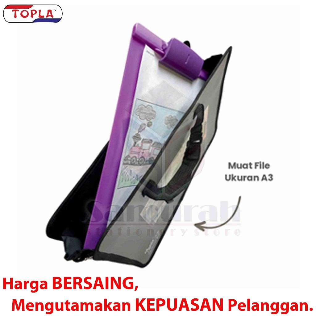 

Document Bag Zipper Topla 28 x 40 cm / Drawing Bag - Tas Dokumen Seleting Plastik - Kain Muat sampai