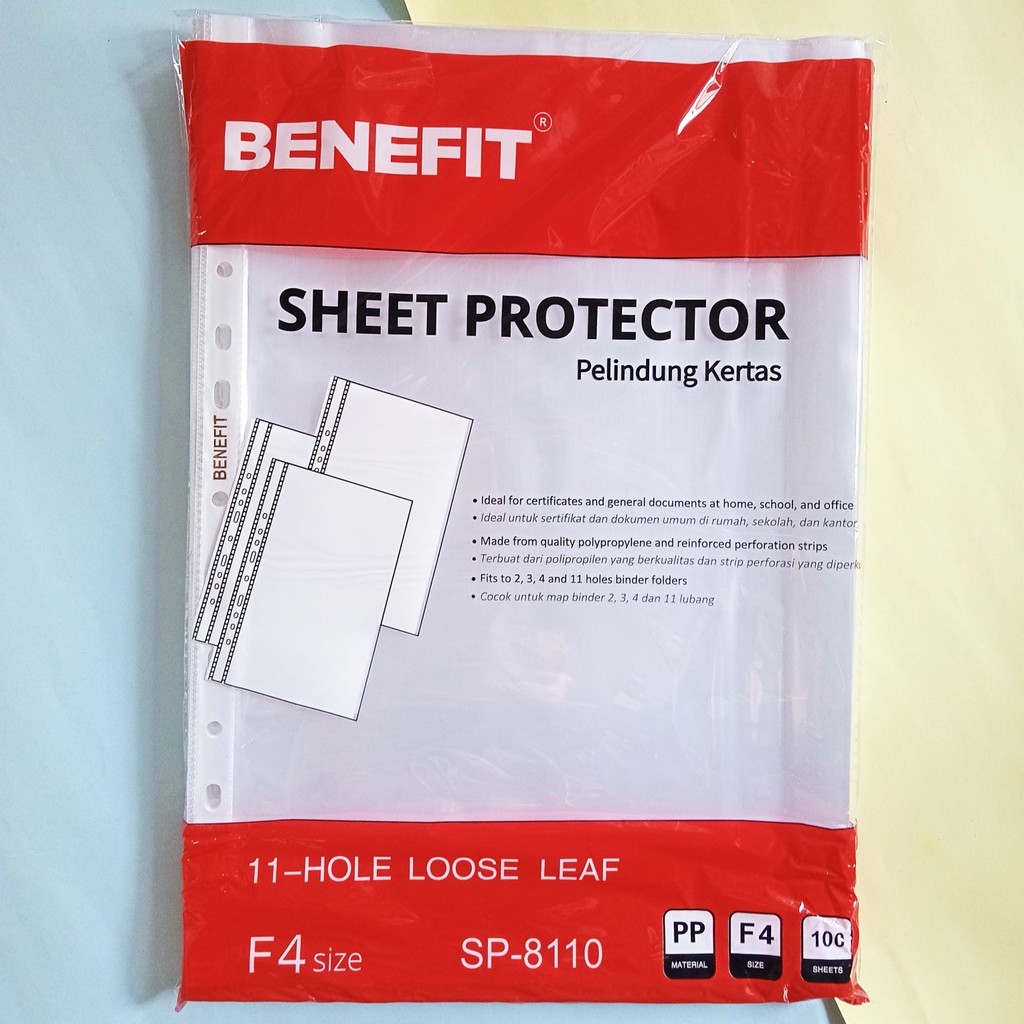 

Benefit Sheet Protector SP-8109 / SP-8110 - Plastik Pelindung Dokumen Ukuran A4 / F4 DIJUAL PAK