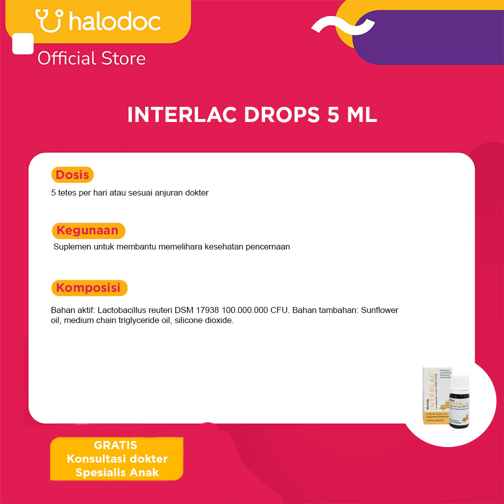 INTERLAC DROPS 5 ML PROBIOTIK UNTUK BAYI & DEWASA