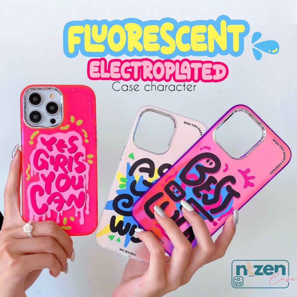 Mex - Case Iphone FLUORESCENT ELECTROPLATED CASE KARAKTER 11 12 13 14 15 PRO MAX