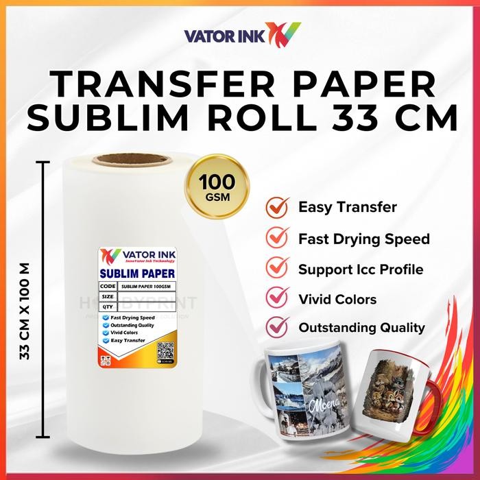 

Kertas Sublim Roll A3+ 33cmX100m Quick Dry Warna Pekat Sablon Kaos Mug