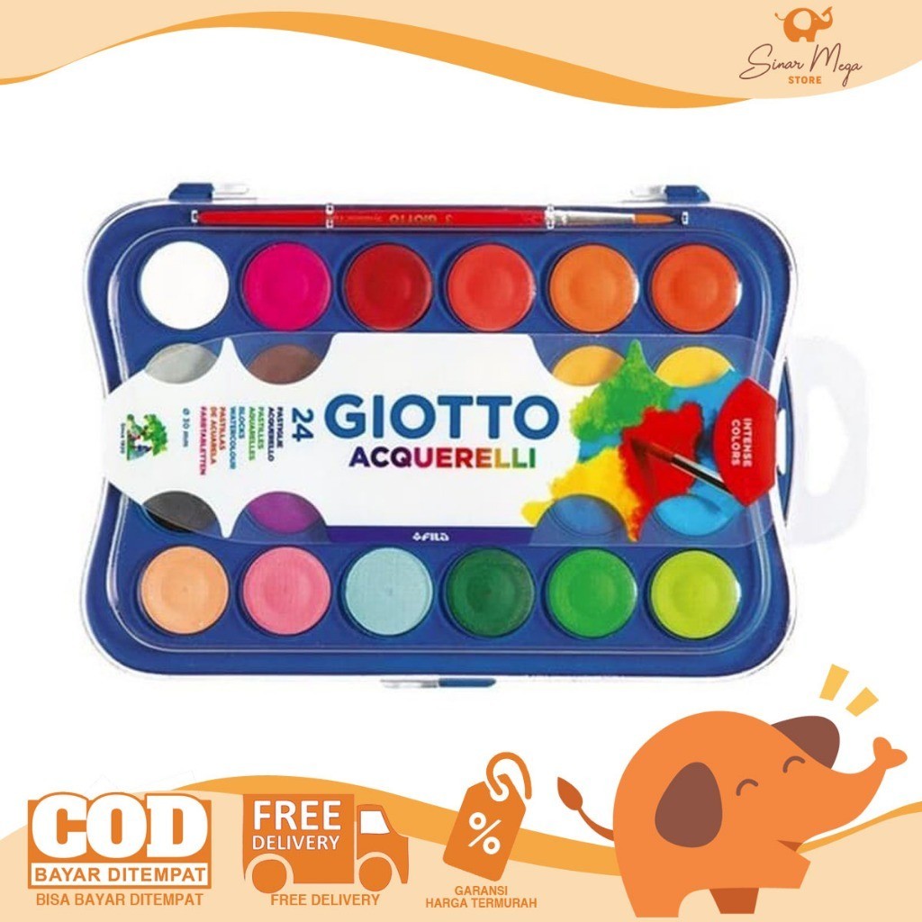 

Giotto Acquerelli Mini 24 Color Water Color Cake Set 24/ Watercolor Cat Air Warna Murah Berkualitas
