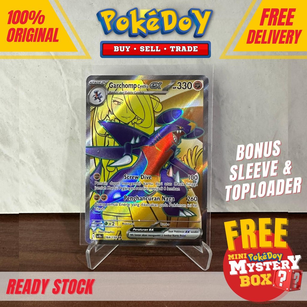 TCG Pokemon KEHADIRAN JUARA Garchomp Cynthia Ex SR 164 / 138 INDONESIA SV10s Kartu Art Rare Secret K