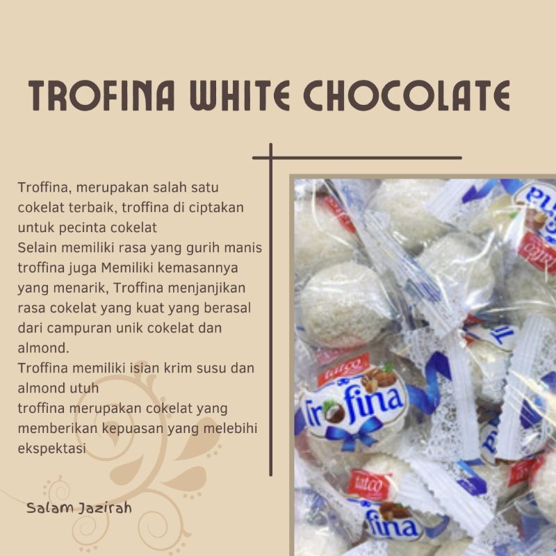 

WHYN!! Trofina Tatco Coconut With White Chocolate Coklat Viral Coklat Oleh2 Umroh Coklat Import