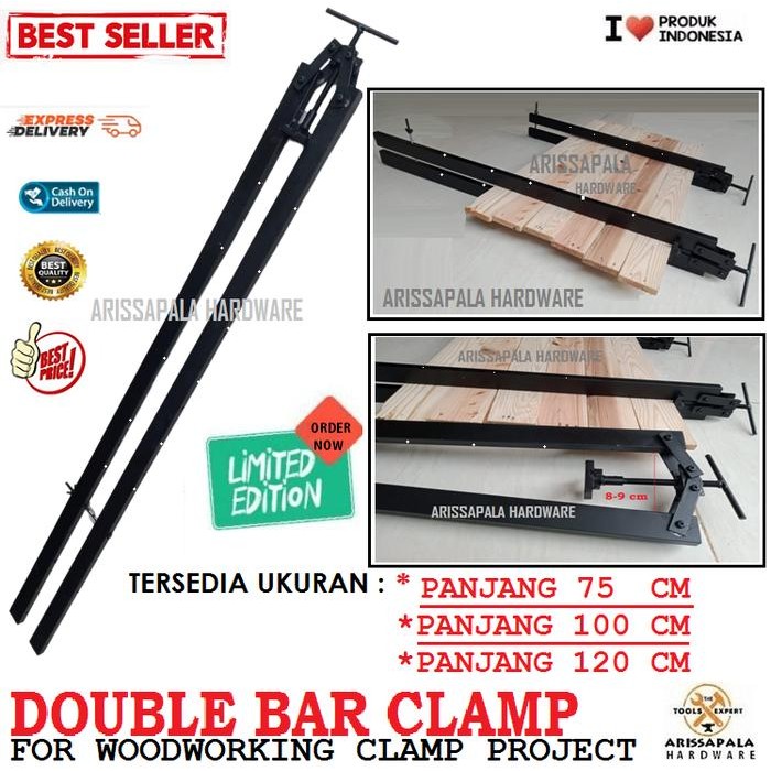 PREMIUM Double Bar Clamp Alat Press Catok Klem Sambung Kayu T Bar Pipe Clamp