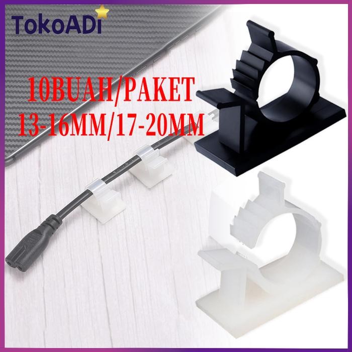 PREMIUM 10 Buah Klip Penjepit Pengikat Kabel Klem Kabel Tempel Tembok Clip Cable Clamp