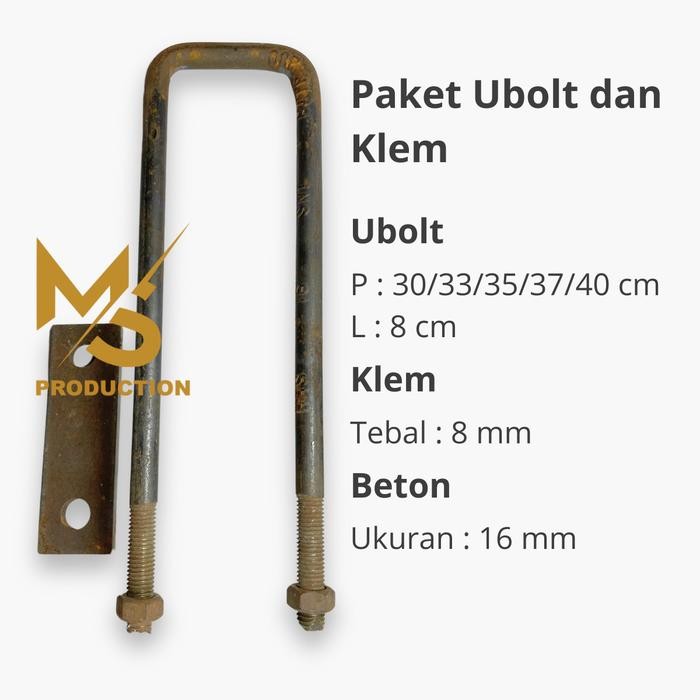 PREMIUM U Bolt / Behel dengan Klem Pengunci Sasis Bak Truk dengan Plat Behel