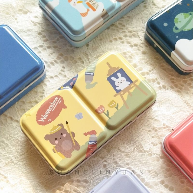 

Empty Watercolor Metal Box Tin Case Small 12