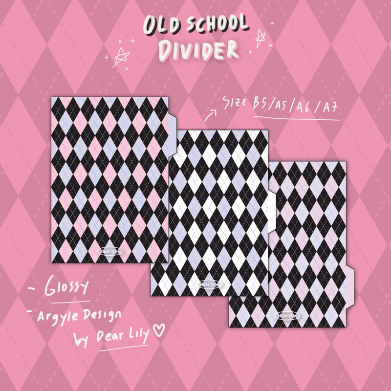 

Pembatas Binder B5 / A5 / A6 / A7 Aesthetic / Old School Vintage Divider / Argyle Pattern Design