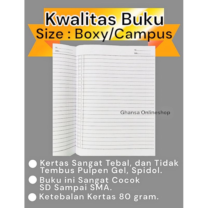 

BUKU TULIS TIARA CAMPUS MONO UKURAN BOXY 50 Lembar/ 36 Lembar Buku Tulis 1 Pack isi 10 Buku