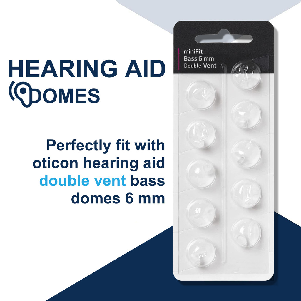 Hearing Aid Domes For Oticon Replacements, Oticon Minifit Double Vent Bass Domes (6 Mm) Universal
