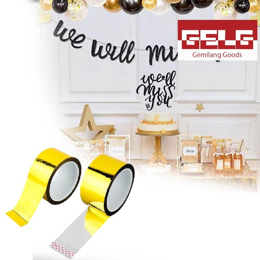 

10M / 15M Washi Tape Gold Tape Aesthetic Selotip Warna Untuk Diy Scrapbook/Dekor Party/Kantor