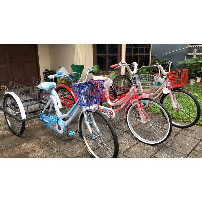 BISA GOSEND Sepeda Roda Tiga Dewasa Cargo Keranjang