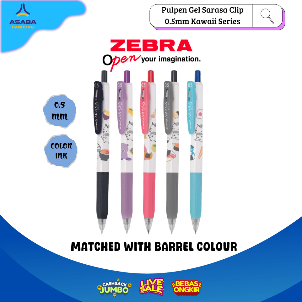 

Asaba Bandung - Zebra Pulpen Gel Sarasa Clip 0.5mm Kawaii Series - satuan & isi 5pcs - ISI 5 PCS