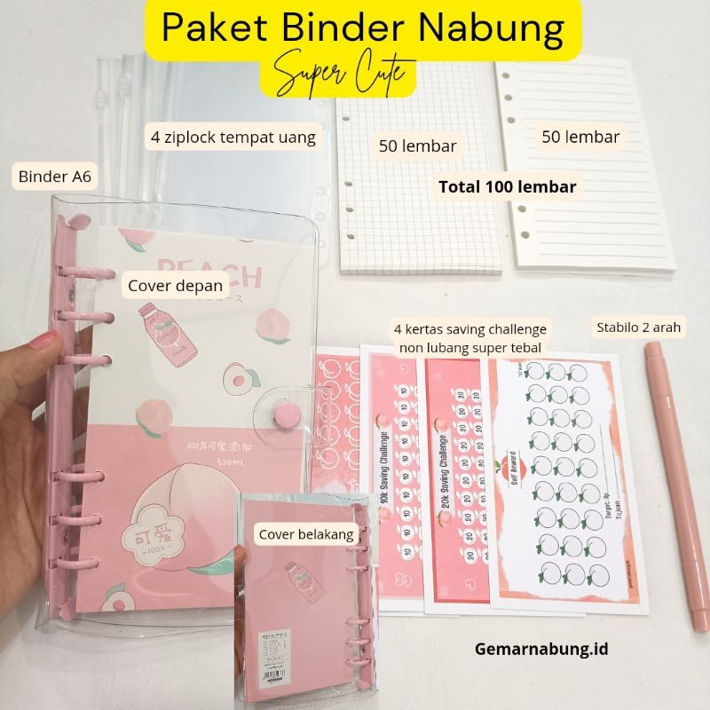 

Paket Binder keuangan nabung A6 super cute isi 100 lembar WE!!