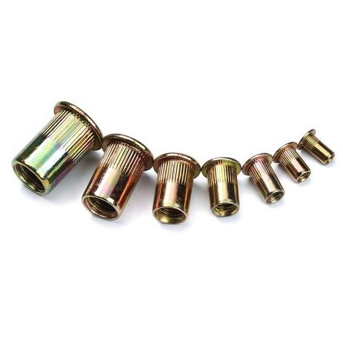 

No Na - 175Pcs Rivet Nut Mur Tanam / Rivnut / Mur Furniture Knockdown / Kuning Besi Carbon Steel