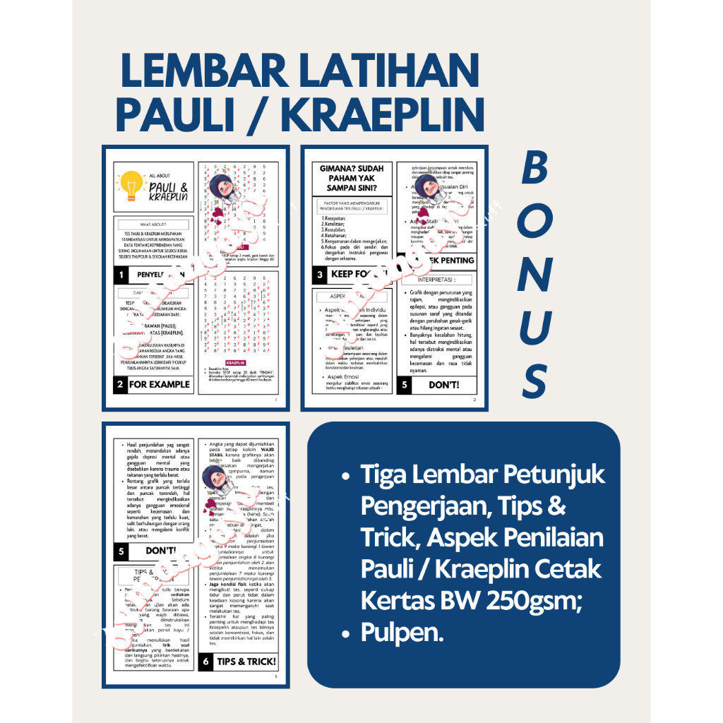 

LEMBAR TES KORAN / TES PAULI / TES KRAEPLIN A3 Bolak Balik (5 Lembar)