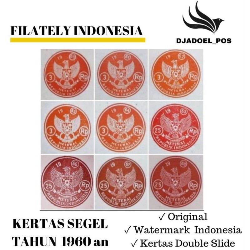 

KERTAS SEGEL TAHUN 1960 1962 1963 1964 1965 1967 1968 1969 (PROMO BUY 2 GET 1) Double Asli WE!!
