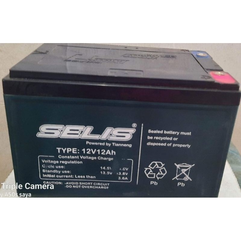 SELIS Aki Sepeda Listrik 12Volt 12Ah Aki Selis Aki Skuter Aki Molis Aki 12V 12Ah