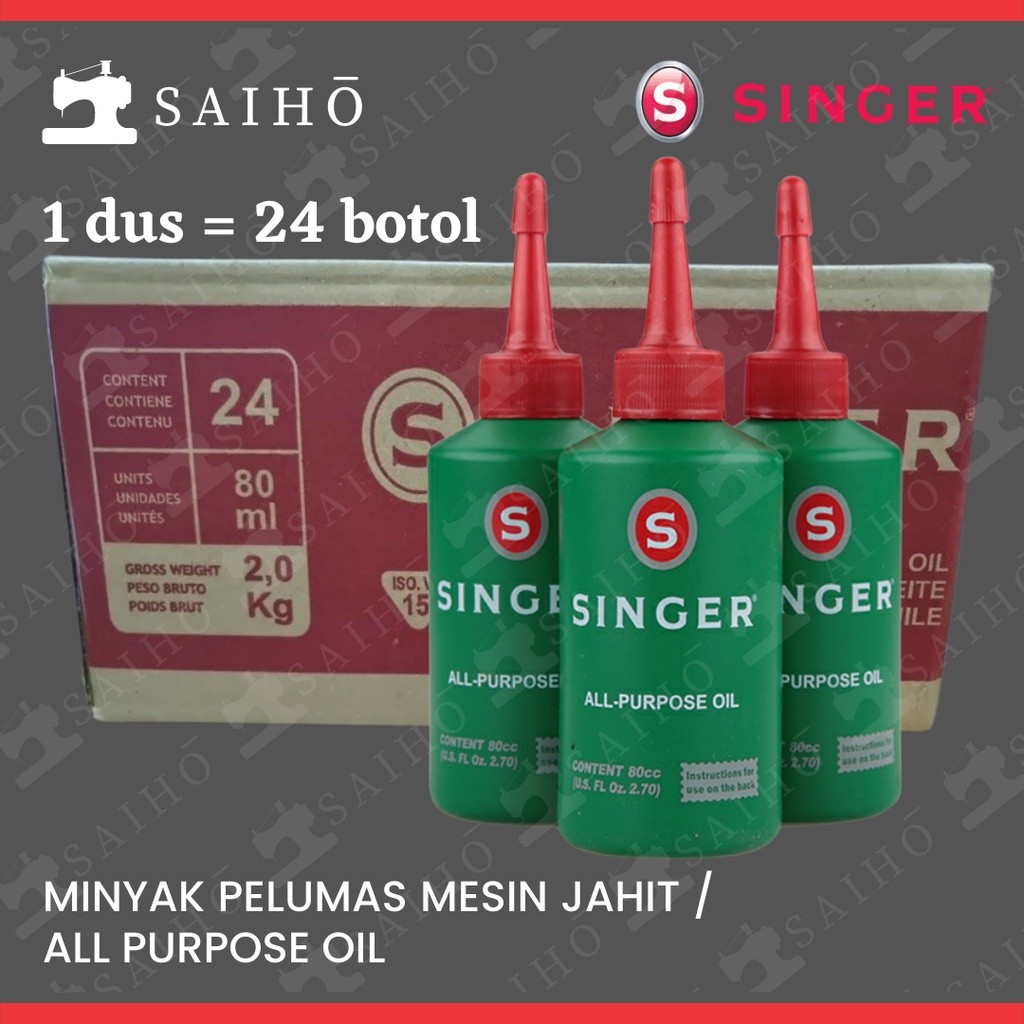1 Dus SINGER All Purpose Oil Minyak Pelumas SINGER Untuk Mesin Jahit (isi 24 botol)