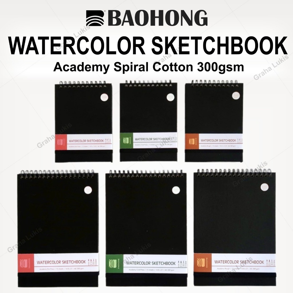 

Baohong Watercolor Sketchbook Academy Spiral Cotton 300gsm WE!!