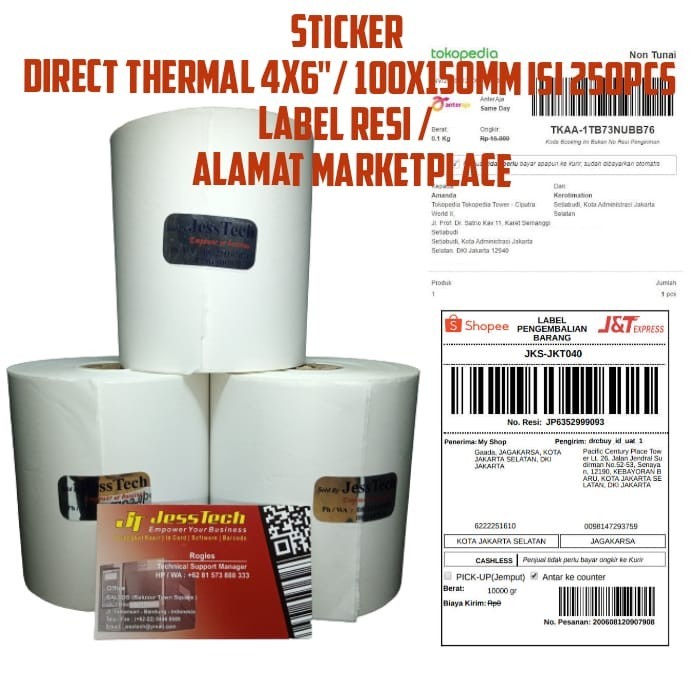 

Label Stiker Thermal Resi Ukuran 100 X 150 isi 250