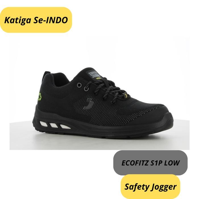 

Terlaris Safety Jogger Safety Shoes Ecofitz S1P Low - Black, Grey