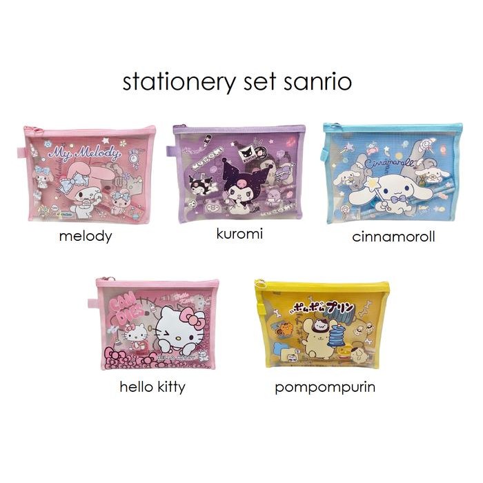 

Stationery set sanrio paket alat tulis buku melody kuromi cinnamoroll