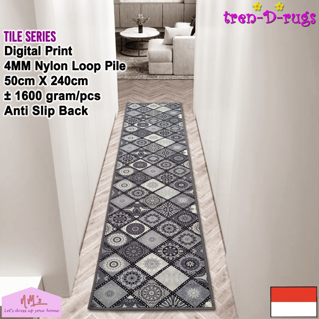 Tren-D-rugs Keset kaki digital print dapur panjang lorong kitchen mat anti slip 50 x 240 cm - NMs