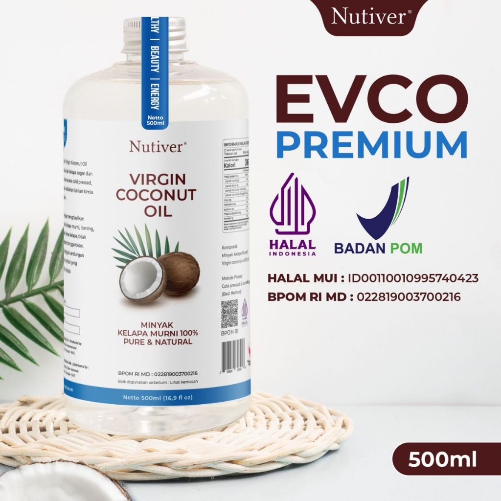 

NUTIVER PREMIUM VCO Virgin Coconut OIL 500ml - EVCO EXTRA VIRGIN COCONUT OIL MINYAK KELAPA MURNI