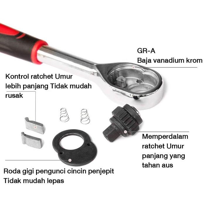 SALE KUNCI SOCKET WRENCH SET RATCHET KUNCI PAS 12 ANTARMUKA KUNCI PAS SOKET RATCHET 24 GIGI SET 12
