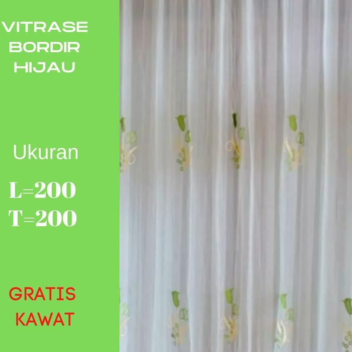 VITRASE GORDEN JENDELA RUMAH MINIMALIS MOTIF BORDIR UKURAN 200X200 CM