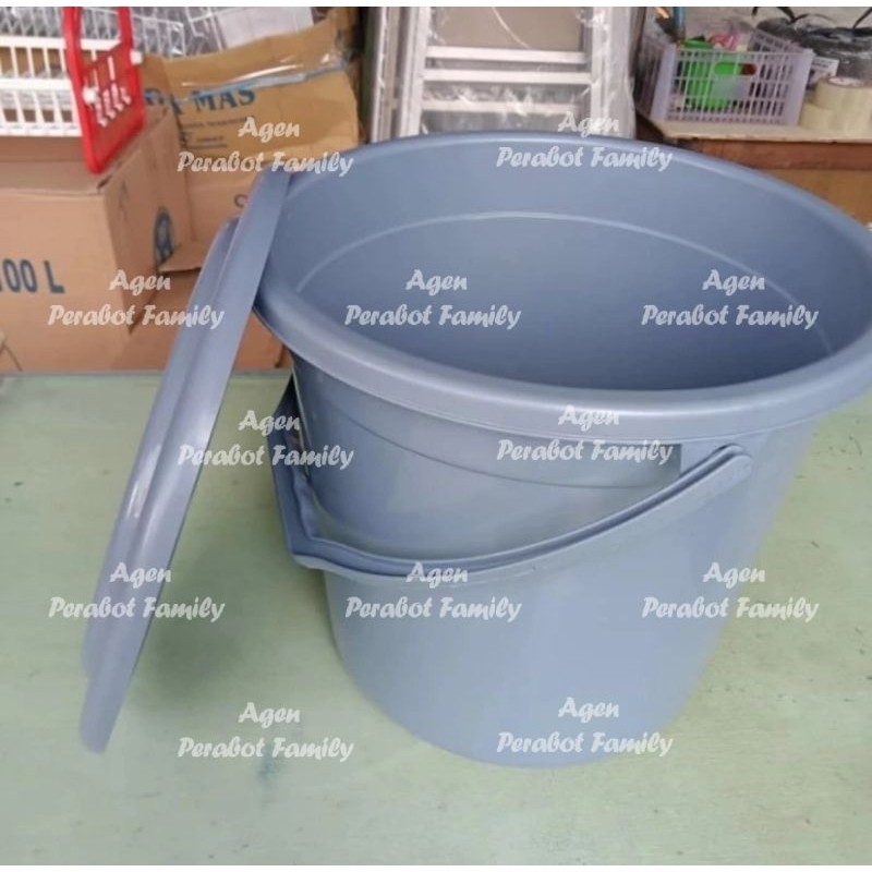 Ember Plastik 4 Galon+Tutup / Ember Tutup 4 Galon / Ember Abu-Abu 4 Galon