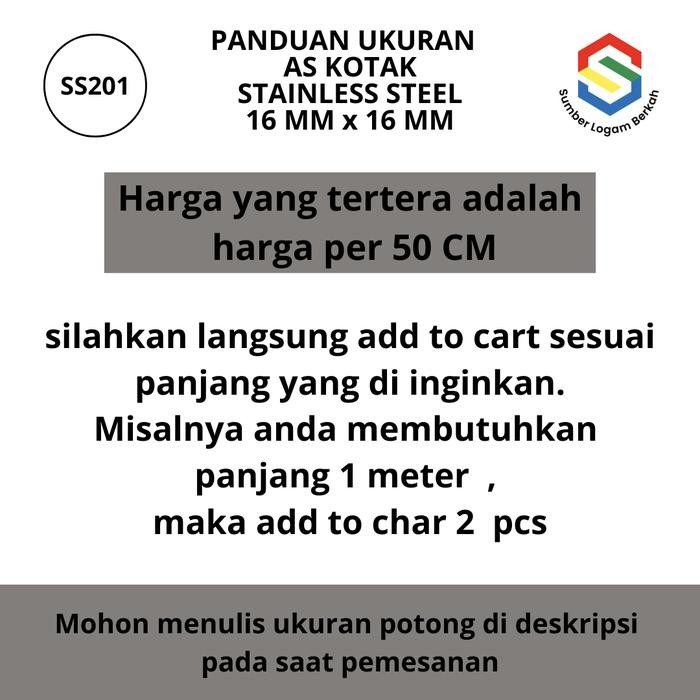 As Kotak 16 Mm X 16 Mm Stainless Steel 201