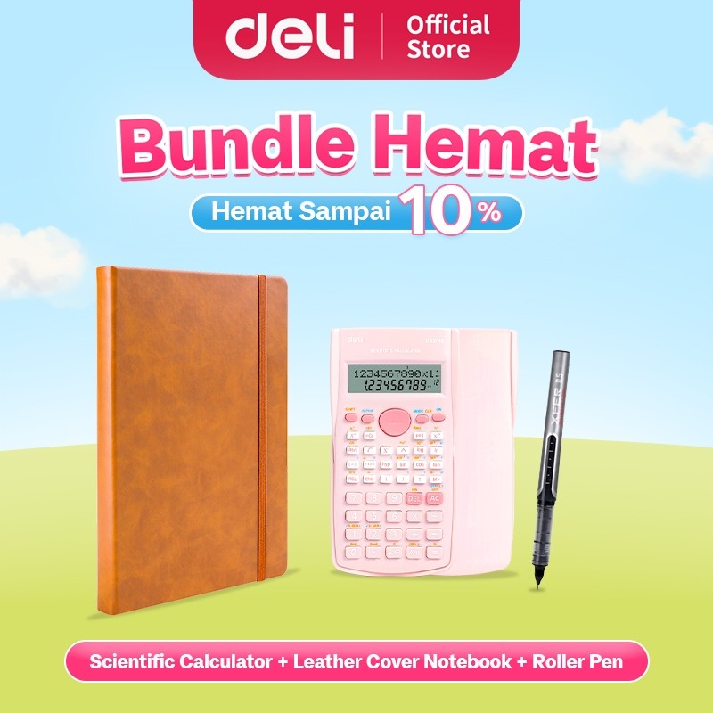 

Deli Bundle Hemat 6 / 1 Kalkulator Ilmiah, 1 Buku Catatan Sampul Kulit, 1 Pen Roller