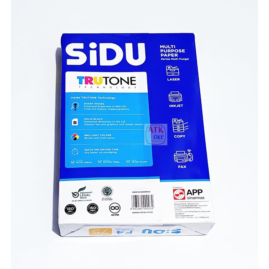 

Sidu Kertas HVS Putih F4 75gsm Putih Cerah