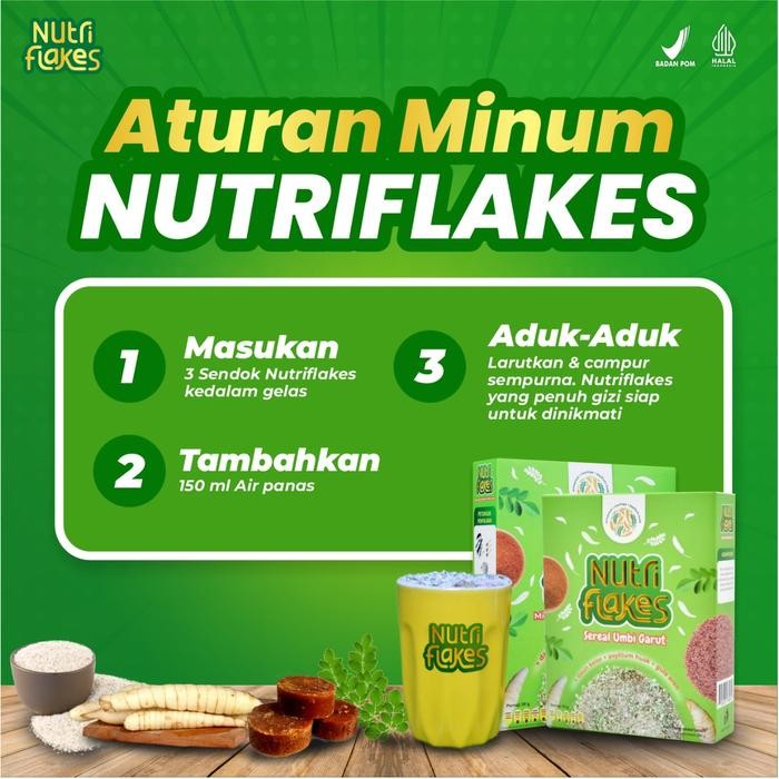 

JTTOP" NUTRIFLAKES PAKET 3 BOX MINUMAN SERBUK UMBI GARUT ATASI MAAG